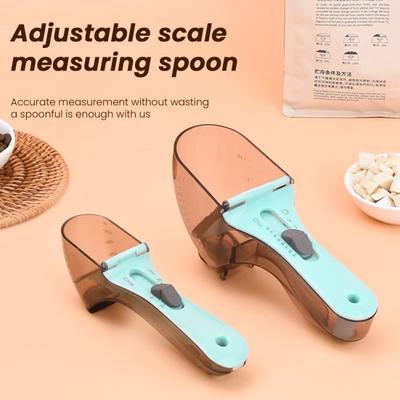 2 шт. Мерная ложка для кошачьего корма, регулируемая мерная чашка для корма для домашних животных со шкалой, ложка для кормления домашних животных для кошек, собак, кроликов, кухонные гаджеты для риса, муки