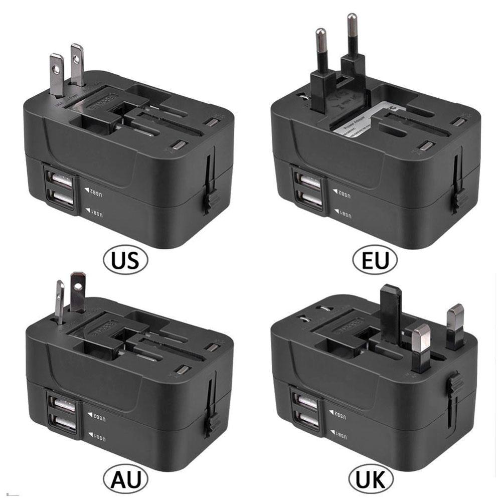 Универсальный дорожный адаптер Многоконтактная вилка Двойной USB 2 порта Розетка Зарядное устройство Конвертер Вилка ЕС США Великобритания Австралия в наличии