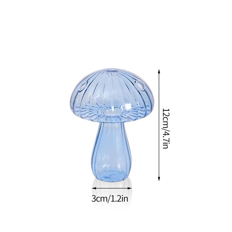Mushroom Glass Vase Transparent Flower Bottle Small Vase Hydroponic Flower Pot Aromatherapy Bottle Office Desktop Ornament