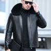Зимняя новая кожаная куртка Haining мужская утолщенная повседневная с воротником из лисьего меха овчина мех интегрированная флисовая куртка
