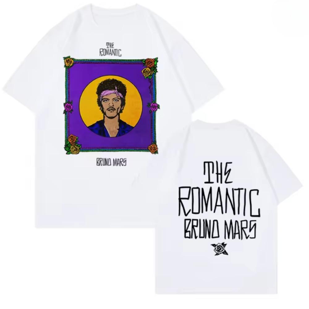 2026 Bruno Mars Romantic Tour Tshirt Tour Date Back Side Doublesided Cotton Tshirt Highquality Tees