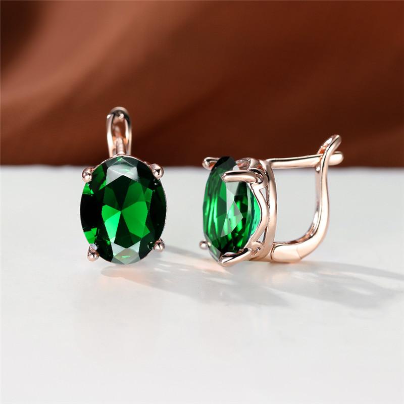 Кристальные женские белые красные овальные серьги-клипсы с камнями цвета розового золота, многоцветный циркон, свадебные украшения для женщин