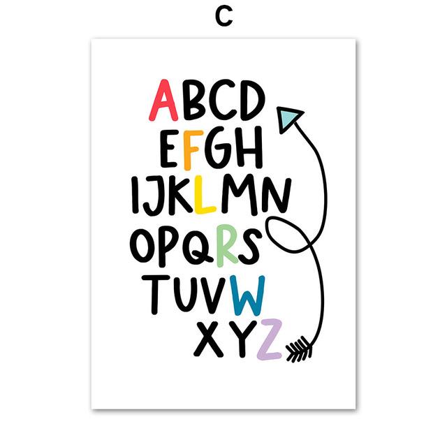 Скандинавские цифры ABC Sun Education, алфавит, форма, цвет, настенная живопись, холст, живопись, постеры и принты, настенные панно, декор для детской комнаты
