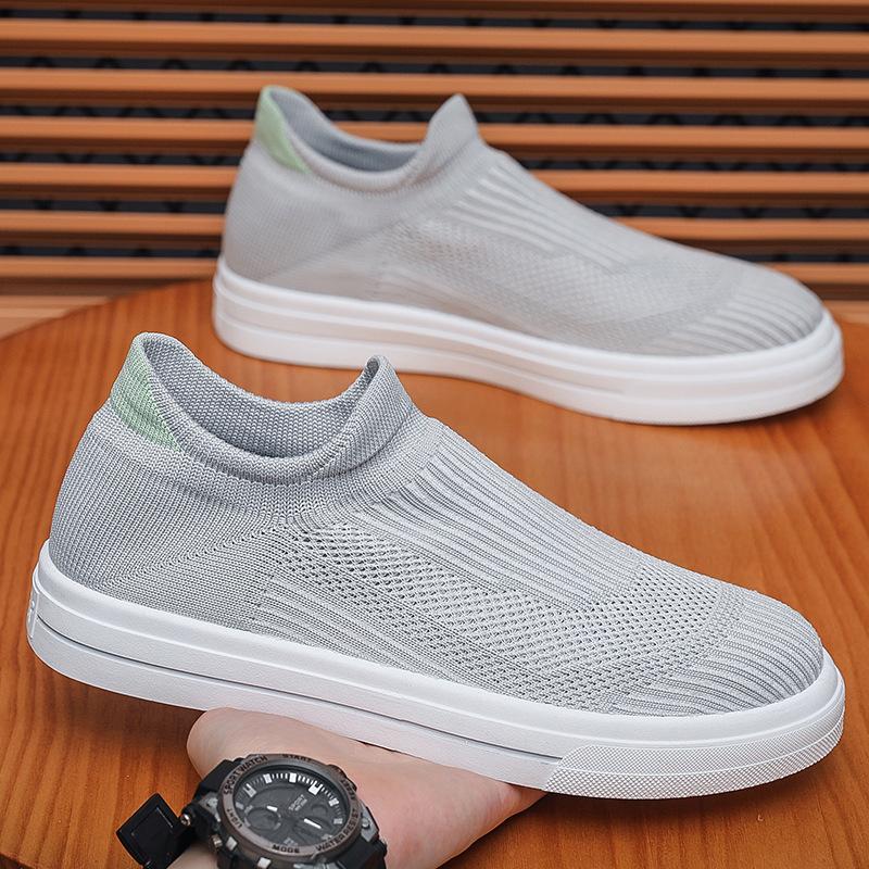 Summer Men's Shoes New Breathable Socks Shoes Men's Korean Version Versatile Flat-bottomed Fly-woven Mesh Sports Shoes Casual Board Shoes Men's