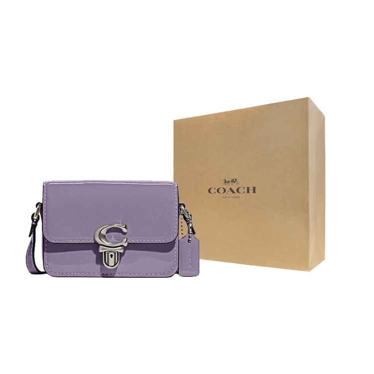 Coach Studio 12 Push Button Closure Leather Mini Shoulder Crossbody Bag Women bags Purple CE762-LHVHM
