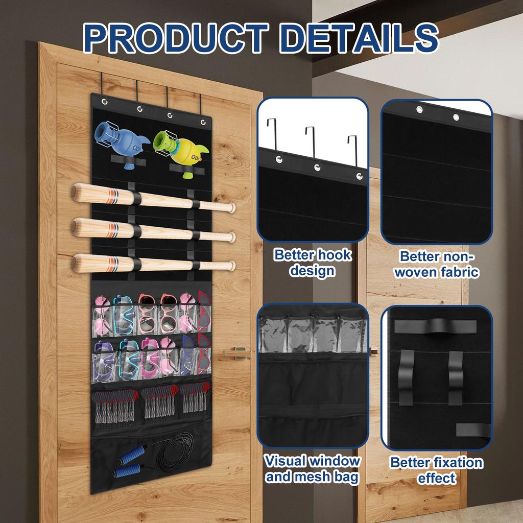 Over the Door Organizer for Toy, Space Saving Toys Storage Hanger Bags with 16 Pockets and Slots for Kids Room Game Rooms