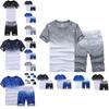 Crew Mens Neck Gradient Tshirtshorts Tracksuits Set Gym Jogging Running Pants