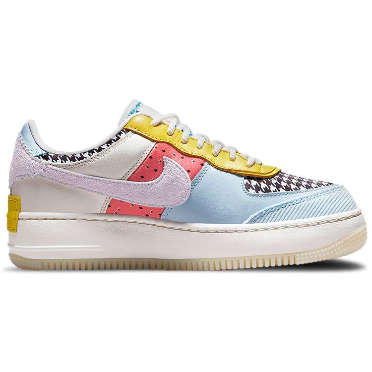 Nike Женские кроссовки Air Force 1 Shadow Patchwork разноцветные с парусом водородно-синие DM8076-100