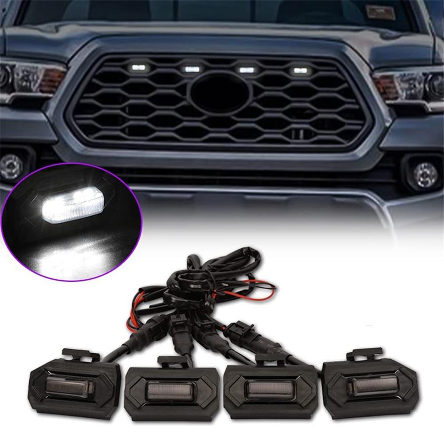 4x 12V Светодиодный комплект подсветки решетки с дымчатыми линзами для автомобиля Белый свет для Toyota Tacoma 2020-21