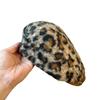 Korean Leopard Print Plush Forward Hat Women's Winter Warm Fashion Thickened Painter Hat Retro Youth Circle Woolen Beret