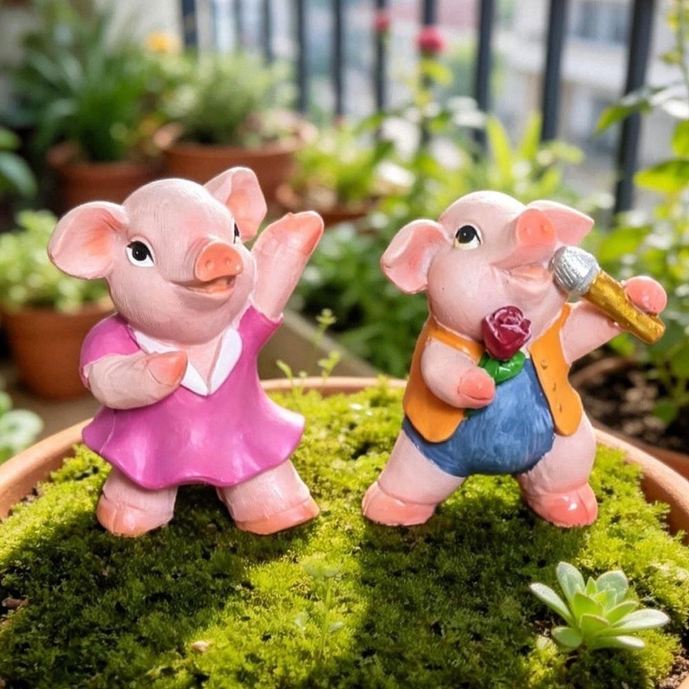 4Pcs music pigs Pig Ornaments Desktop Pig Decor Exquisite Pig Sculpture Home