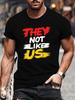 Многофункциональная футболка с коротким рукавом большого размера - THEY NOT LIKE US Принт Стильный Дышащий Топ
