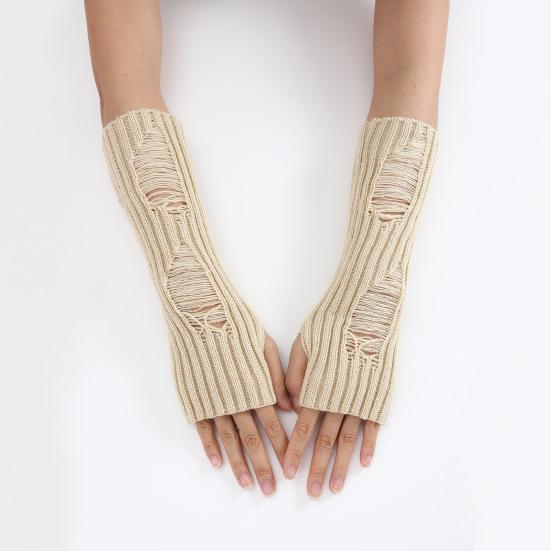 Winter Pair Gloves Fall 1 Ripped Fingerless Knitted High Elasticity Nonslip Arm Warmers Pure Color Arm Sleeves Keep Warm Windproof Cycling Arm Covers