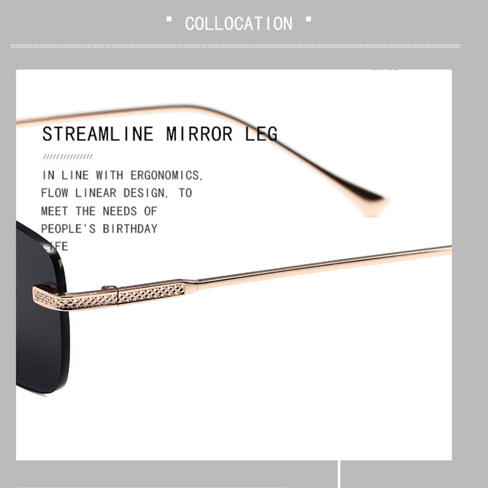 Rimless Square Sunglasses for Women Small Rectangle Ladies Metal Shades Punk Sun Glasses for Women