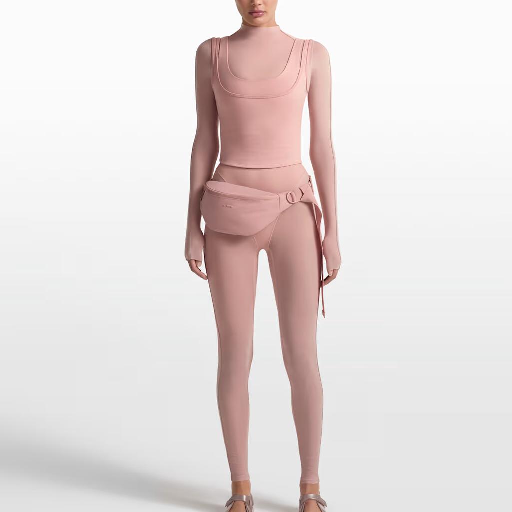 Nike X Skims Матовый спортивный топ-майка с влагоотводящей технологией Dri-FIT, однотонный, с круглым вырезом, женские топы TPTNK10540W-HIM