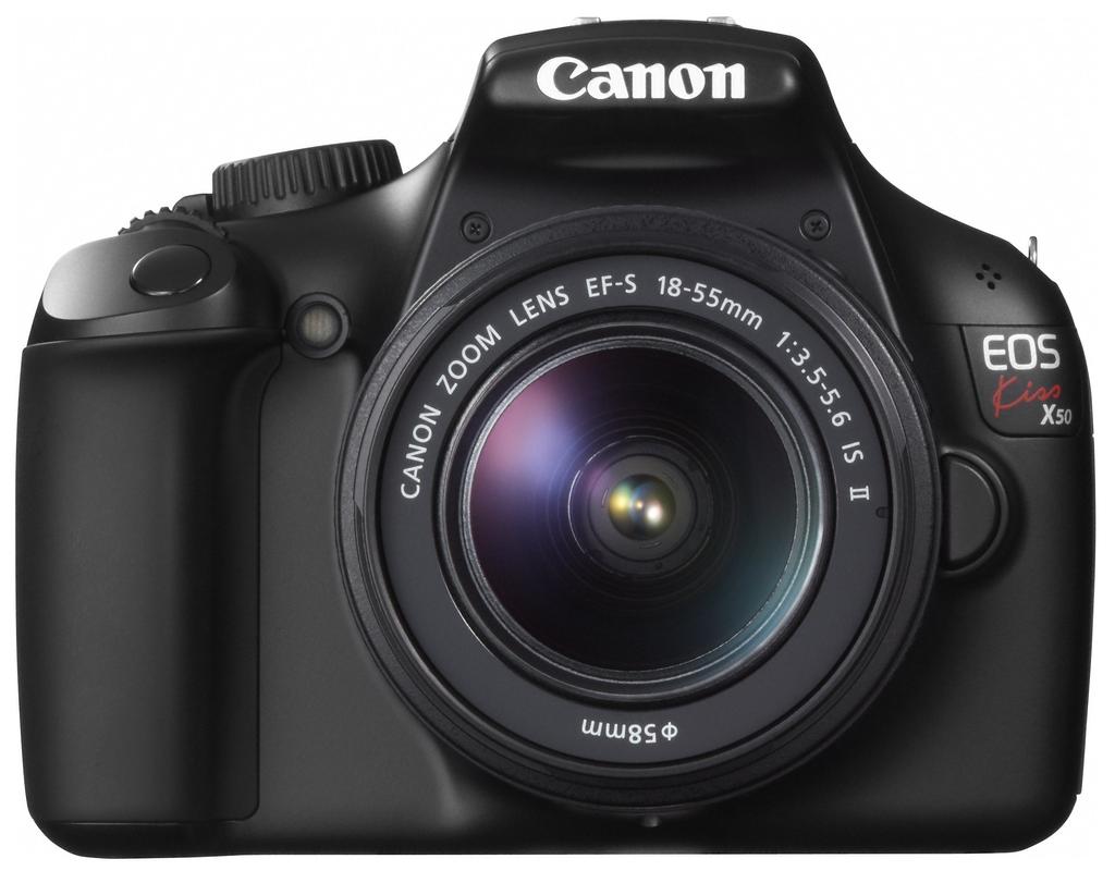 Цифровая зеркальная камера Canon EOS Kiss X50 с объективом IS II Черный EF-S 18-55mm f/3.5-5.6 Комплект, (KISSX50BK-1855IS2LK)