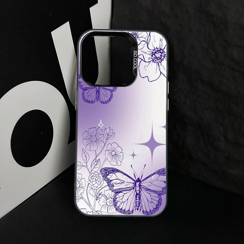 Beautiful purple butterfly pattern phone case suitable for iPhone 17 16 15 14 13 12 11 Pro/Max/Plus shockproof and anti drop