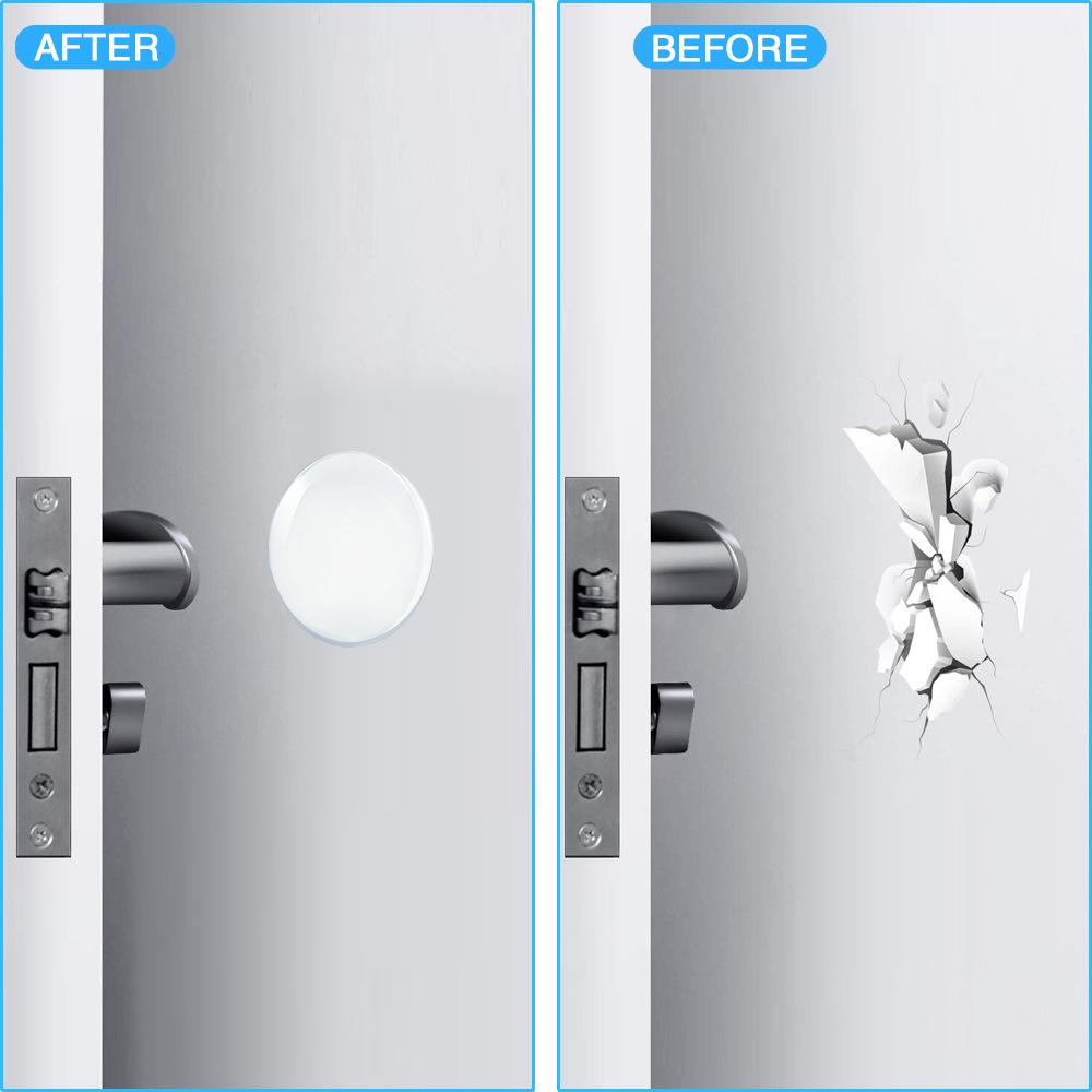 6pcs Baby Transparent Soft Silicone Wall Protector Door Handle Bumper Non-slip Self-adhesive Round Doors Stop Muffler