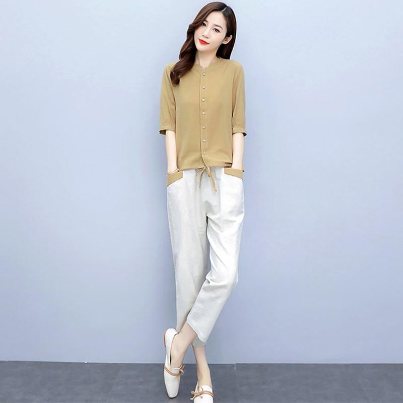 2025 Stylish Cotton-Linen Two-Piece Suit for Women: Age-Defying and Slimming