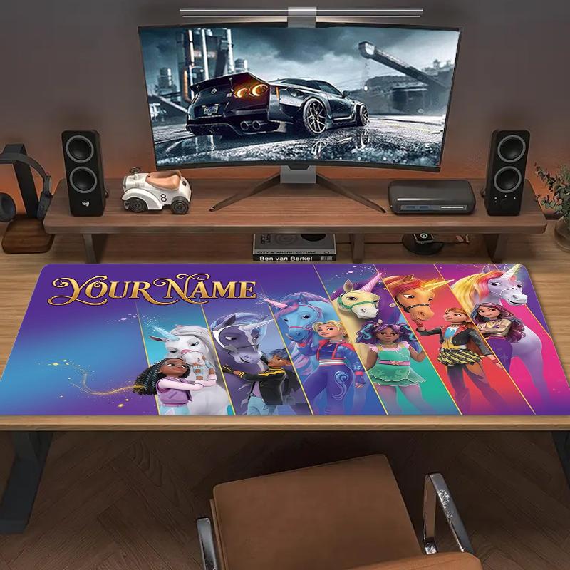 Custom Name Unicorn Academy Mouse Pad Large Gaming Table Cushion Non-slip Laptop Tablet Big Mousepad XXL Mat Mini PC Playmat With Lock edge_XIA