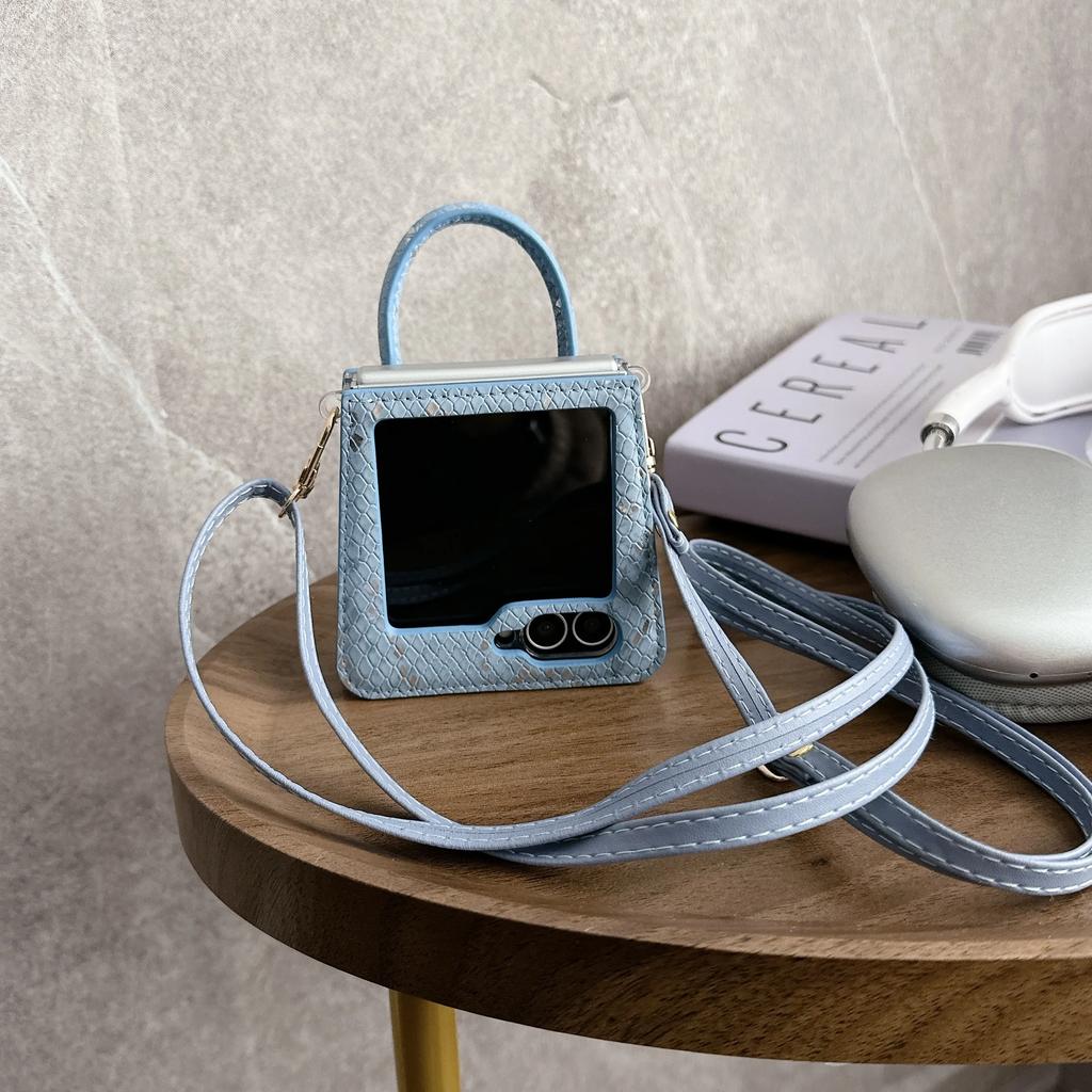Сумка с узором змеиной кожи, браслет на запястье, кроссбоди, чехол для телефона из ПУ кожи для Samsung Galaxy Z Flip 6 5 4 3, противоударный чехол