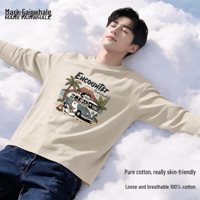 Mark Fairwhale Men's Casual Cotton Crewneck Long-Sleeve T-Shirt