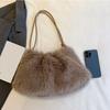 Роскошная пушистая сумка через плечо однотонная мягкая сумка-тоут большая вместимость пушистый клатч