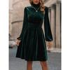 Women's Autumn and Winter Bubble Sleeve Velvet Dresses