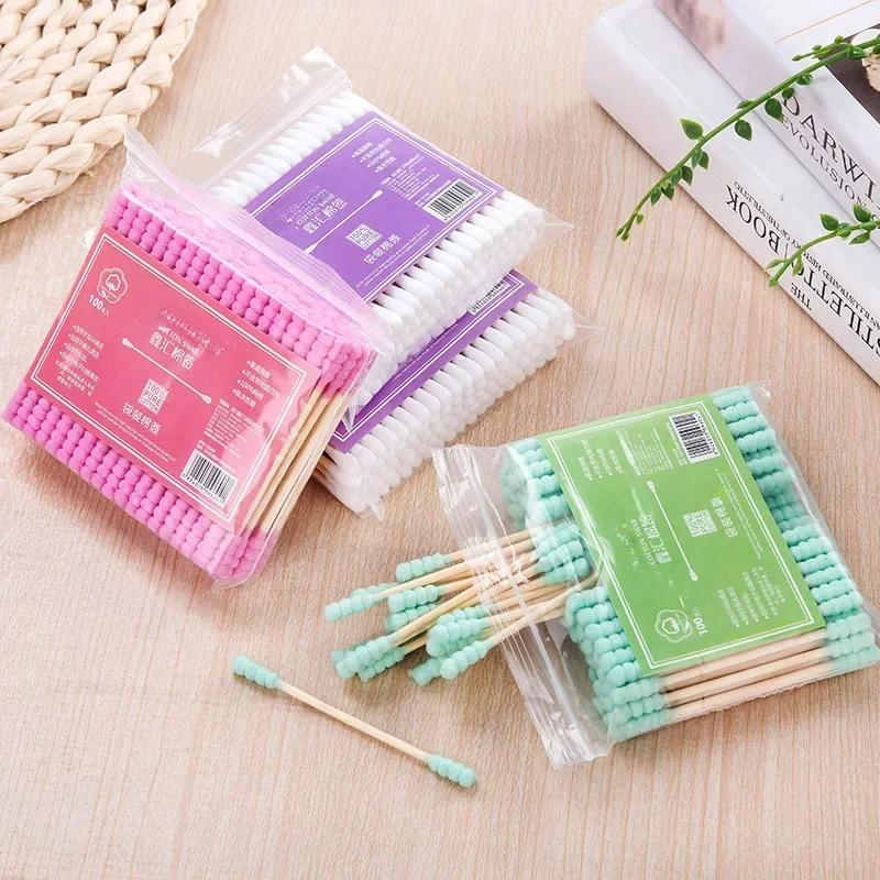 100pcs Bamboo Make Up Cotton Swab Cleaning of Ears Tampons Health Beauty Cotton Swab Ear Cleaning Sticks