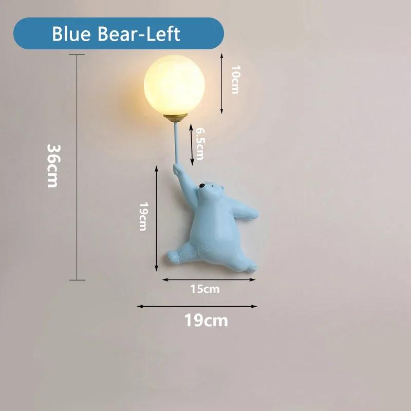 Nordic Creative LED Teddy Bear Cartoon Настенный светильник для детской спальни, прикроватный, синий, белый, розовый, теплый, уютный фон