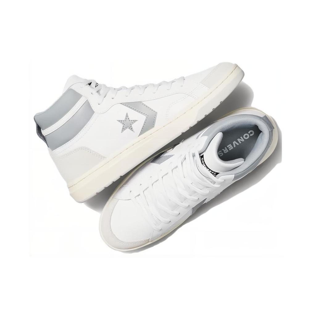 Converse Pro Blaze Classic Comfortable Versatile Cushioning Lightweight High-Top Skate Shoes Unisex Skate Shoes White Gray A09083C