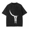 Astronauts Cherish The Lunar Environment Moon woman Men Washed Hot stamping Print TShirt Cotton Tshirt Summer Short Sleeve Tee