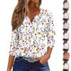 Women's T Shirt Tee Print Button  3/4 Sleeve  Daily Weekend Fashion Basic V- Neck Regular Top