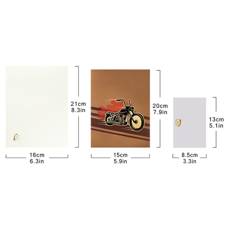 Всплывающая открытка на день рождения для мотоциклиста с конвертом из плотной бумаги. Поздравительная открытка «С днем рождения». Уникальный подарок для него.