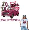 Valentine's Day Pink Car Heat Transfer Stickers Hoodies Tops A-Level Washable Clothing Deco Patch