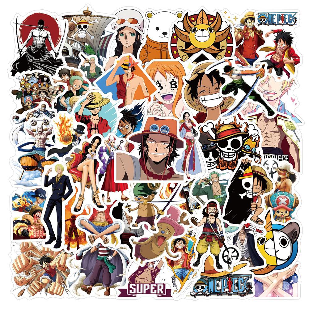 10/30/50pcs ONE PIECE Anime Stickers Vintage Luffy Ace Zoro Cartoon Decals Toys Waterproof DIY Skateboard Notebook Phone Case