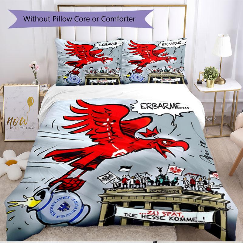 3pcs Duvet Cover Set (1*Duvet Cover + 2*Pillowcase, Without Core), Eintracht Frankfurt Print Soft All‑Season Bedding Set, Home Bedroom Decor Gift