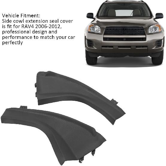 Front Wiper Side Cowl Extension Cover, Black Professional Exquisite Appearance 53866 42012 2PCS for 2006 To 2012