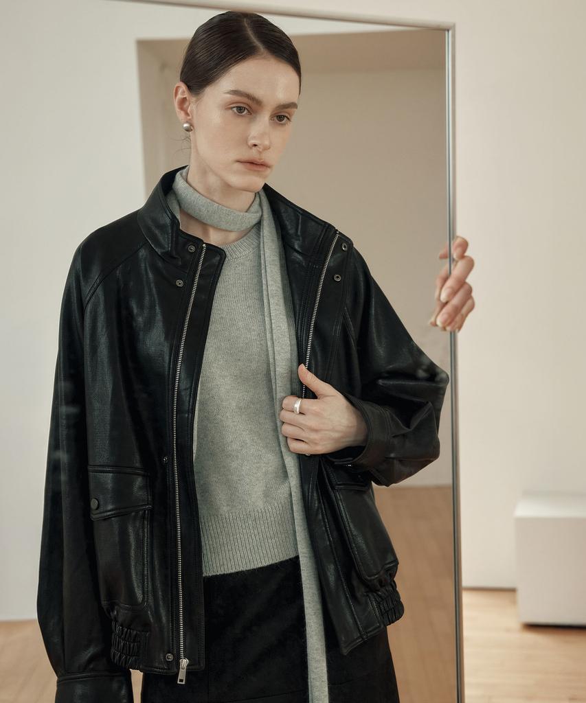 ZEROSTREET [2 Colors] Lezero Oversized Leather Jacket