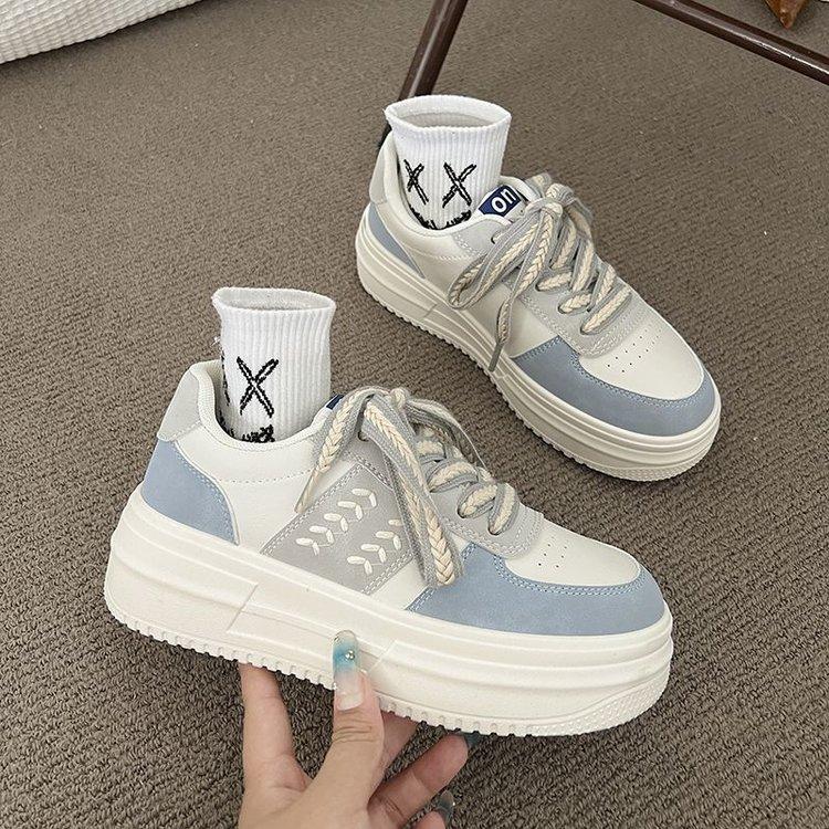 Мода 2024 года, новая весна и осень, дышащая, универсальная, в корейском стиле, модная обувь для скейтбординга, толстая подошва, большая повседневная обувь, женская обувь