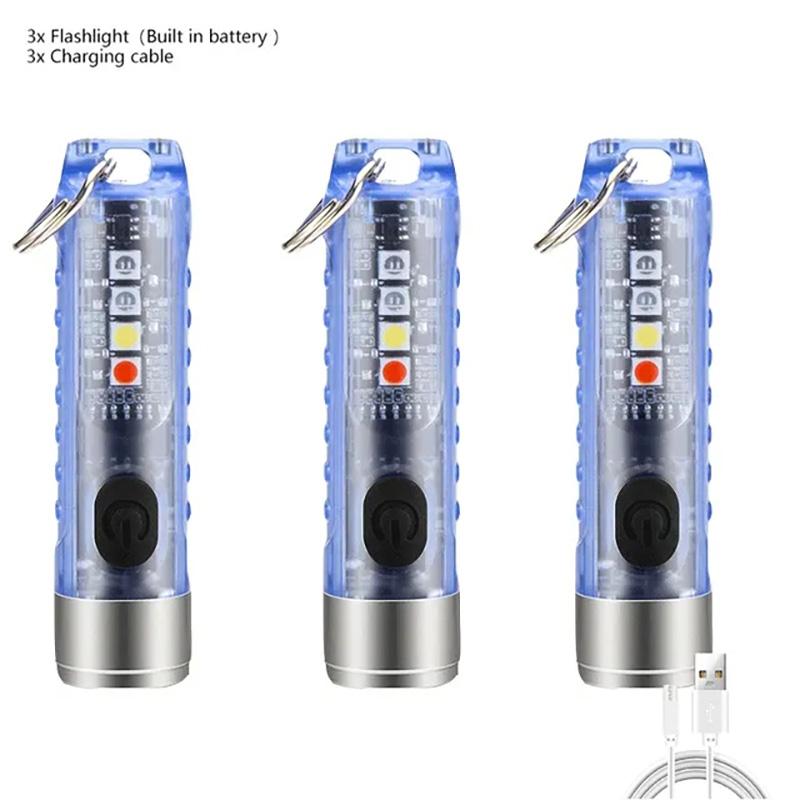 Многофункциональный мини светодиодный фонарик EDC, портативный брелок, MagneticTorch, УФ-лампа с зарядкой от USB, аварийный фонарь для кемпинга