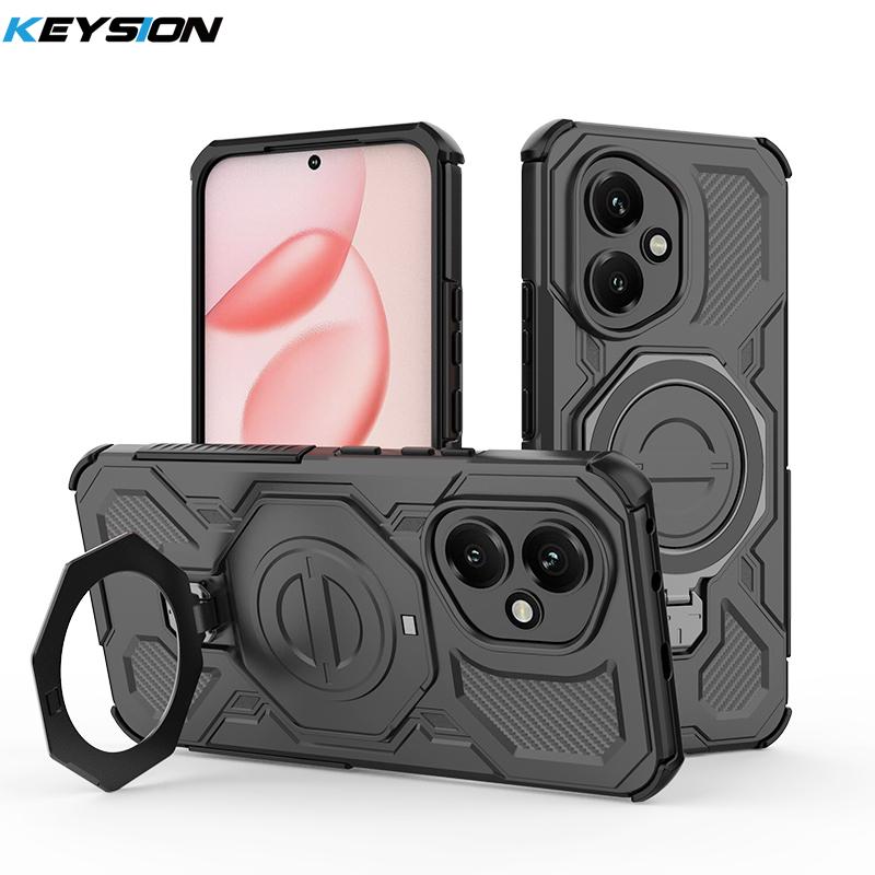 KEYSION Противоударный магнитный чехол для HONOR 400 Pro 5G с откидной металлической подставкой-кольцом для телефона, задняя крышка для Huawei Honor 400 5G