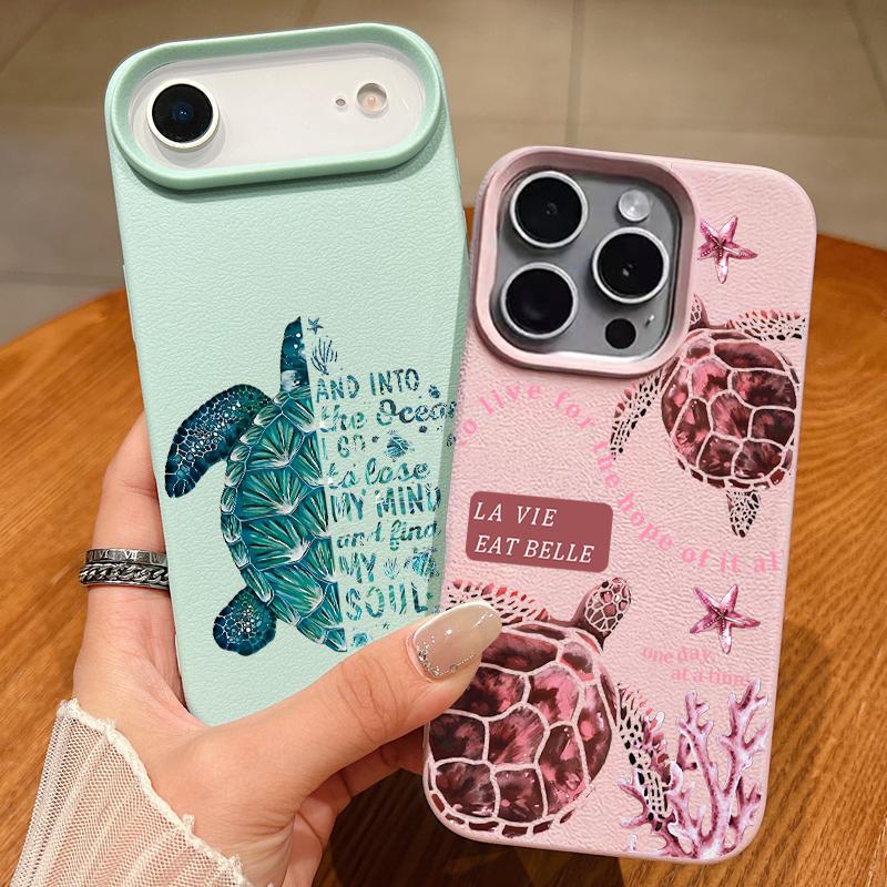 Красочный чехол для телефона 'Морской парк' для iPhone 17 16 Pro Max, роскошная матовая силиконовая крышка с текстурой кожи для iPhone 15 14 13 Pro Max 11 16e 17e