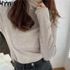 Women's Fashion Casual Spring Autumn Solid Color Print Long Sleeve Half Turtleneck Blouses & Shirts