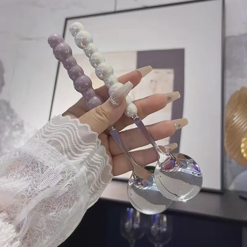 Ложка для риса и супа из нержавеющей стали с пластиковой ручкой