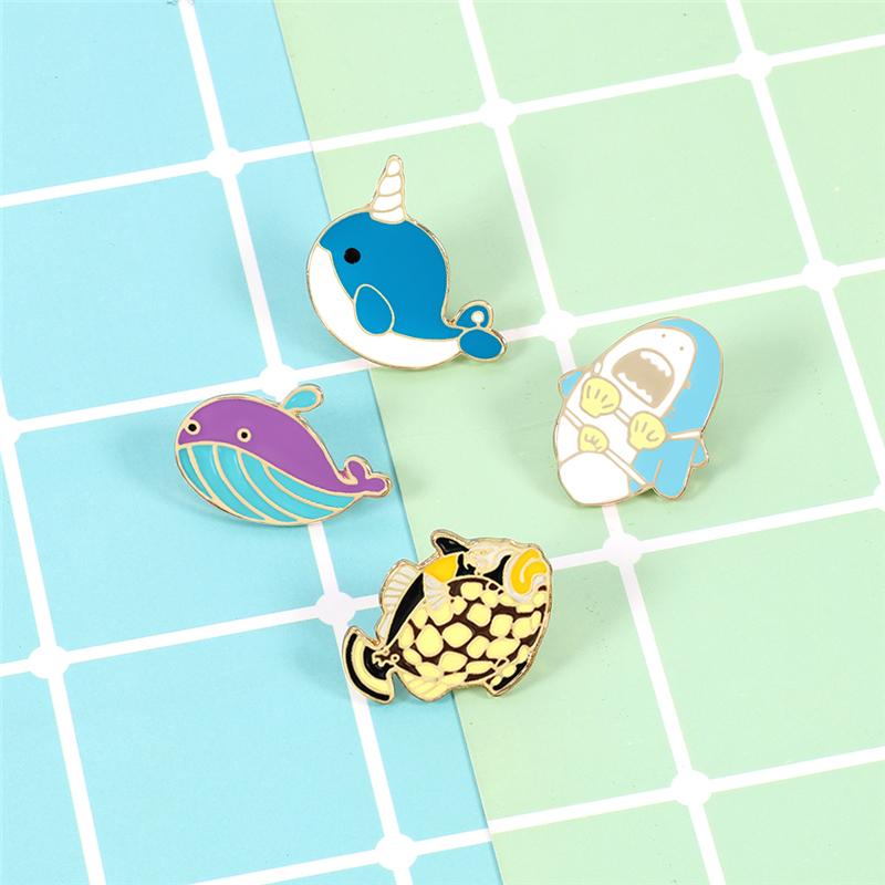2-4Pcs/Set LGBT Rainbow Heart Enamel Pins Cartoon Fish Sun&Moon Ghost Crown Brooch Bag Clothes Lapel Pin Badge Cute Jewelry Gift