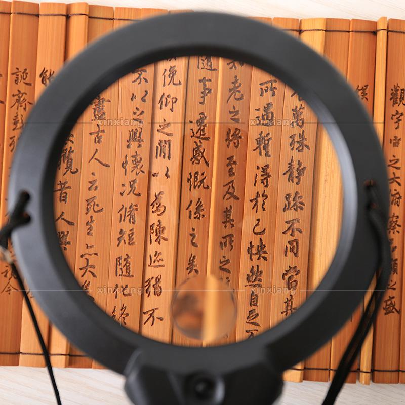 2.5X 6X Новая настольная ручная лупа на шею с большой линзой и 2 светодиодными лампами Портативная HD лупа для чтения пожилыми людьми Ювелирные изделия