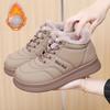 Женские больших размеров на шнуровке мягкая подошва осень и зима теплый мех один снежные ботинки на подкладке противоскользящие для пеших прогулок повседневные спортивные хлопковые ботинки