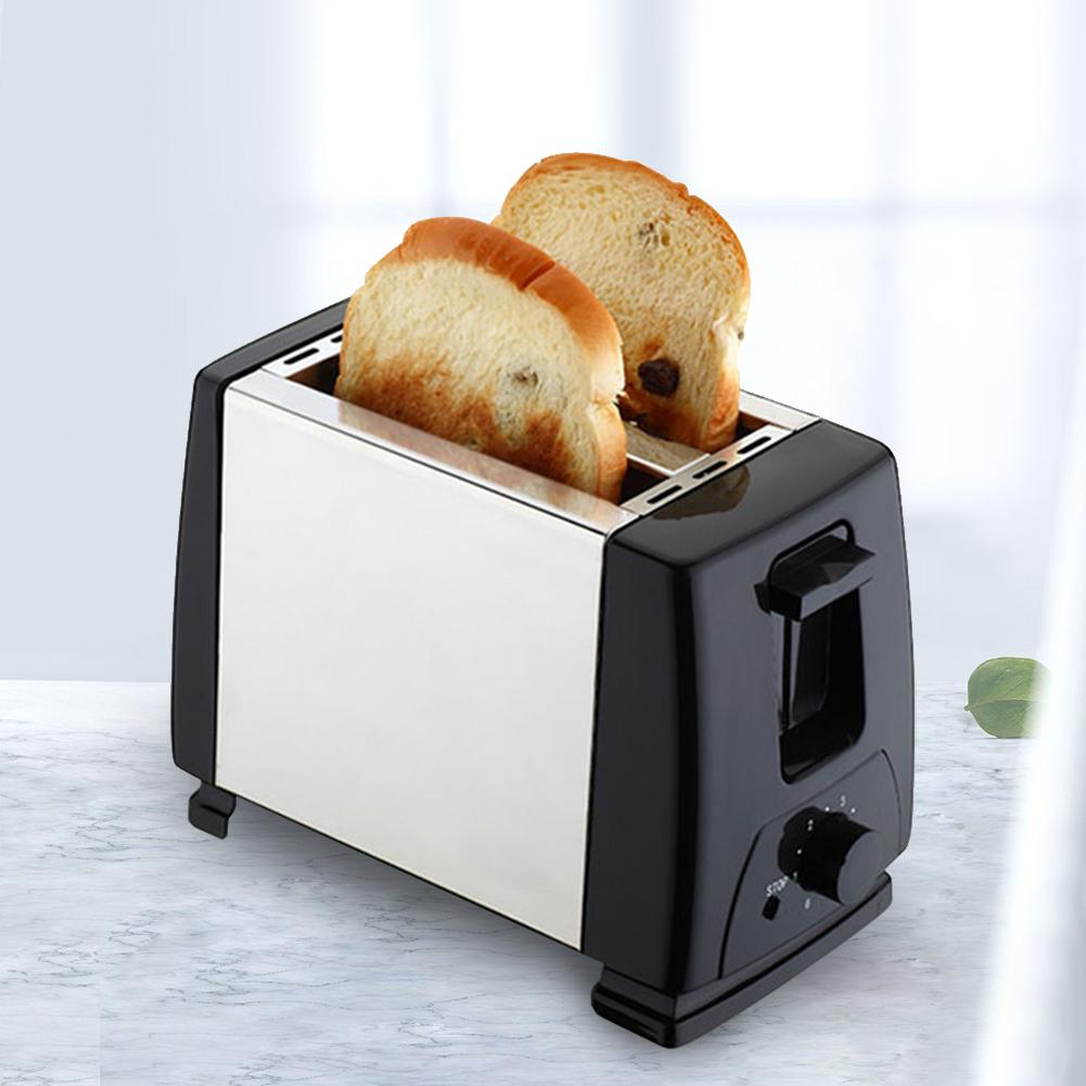 2 Slices Double Side Baking Toaster Automatic Cooking Toasters Stainless Steel Wide Slot 6 Toast Settings for Bread Bagel Waffle