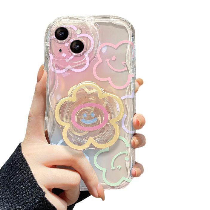 Suitable for Xiaomi 12s Mobile Phone Case 13pro Transparent Anti-fall Redmi K60 Smiley Flower Stand Note9 Silicone 5g